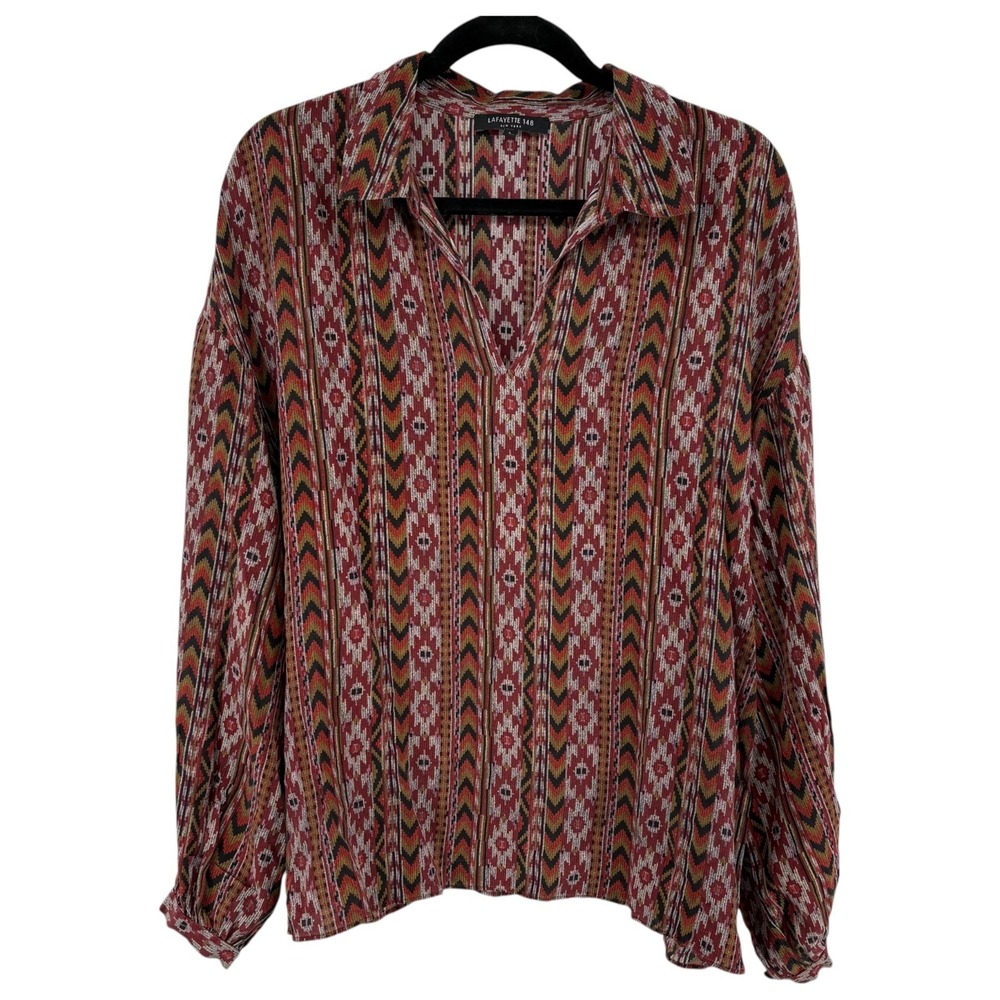 Lafayette 148 Delora‎ Silk Blouse L